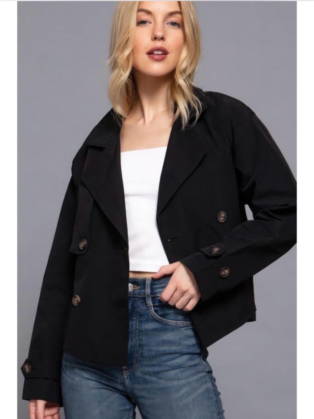 Jones New York Cropped Trench Coat